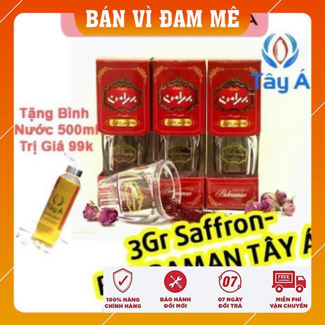 [HÀNG CAO CẤP] 3Gr SAFFRON BAHRAMAN SUPER NEGIN Nhụy Hoa Nghệ Tây - Tây Á Chính Hãng Tặng Bình Nước 500ml Tây Á