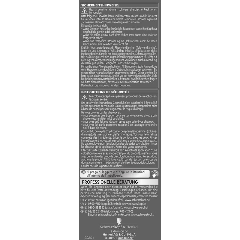 Thuốc nhuộmtóc Schwarzkopf Brillance 891_ Màu xanh đen