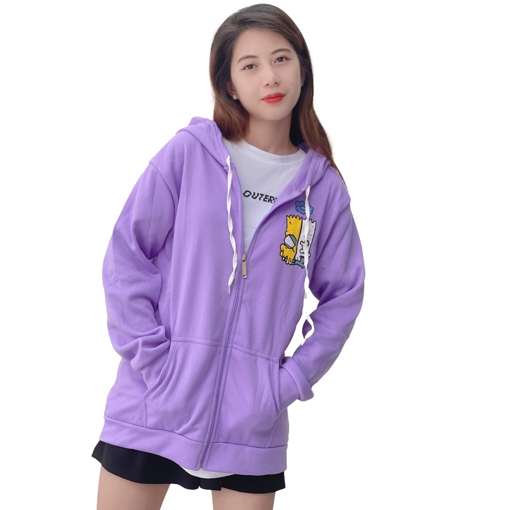 Áo khoác nam nữ form rộng hoodie có dây kéo - 4YOUNG LV34