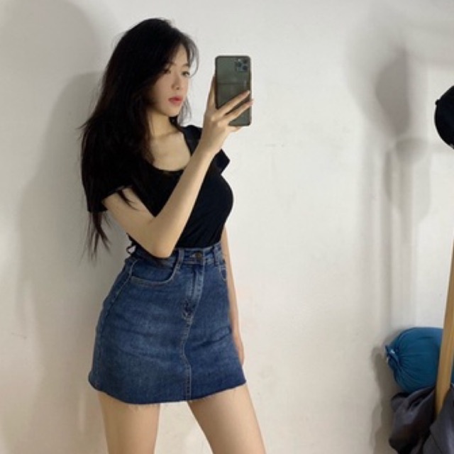 [AITHEE] CHÂN VÁY JEAN 2 MÀU CƠ BẢN