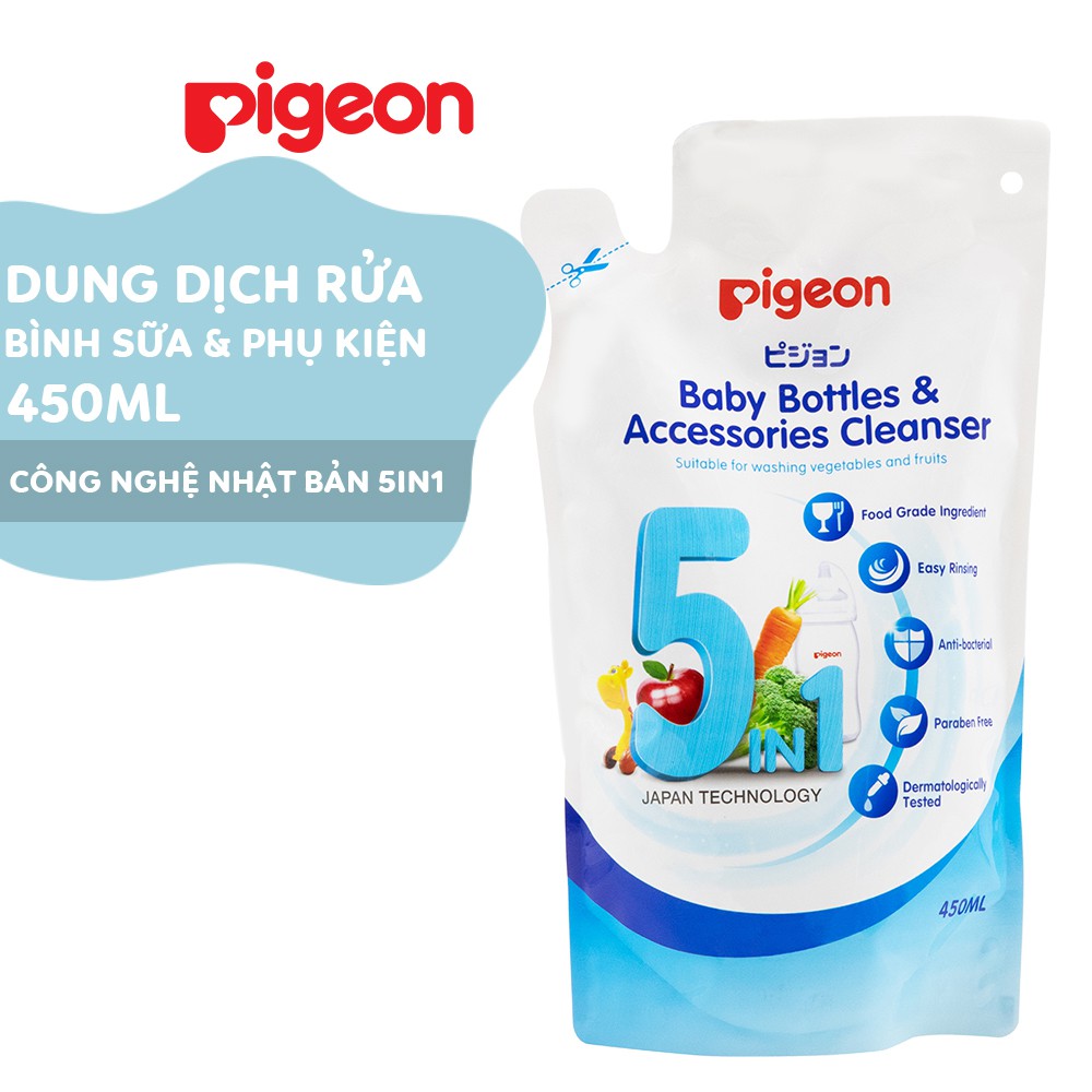 Dung dịch súc rửa bình sữa &amp; phụ kiện Pigeon 450ml