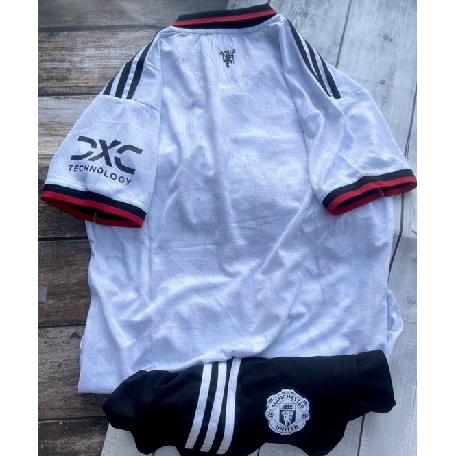 Set Bộ quần áo thể thao bóng đá clb mu manchester unitec áo trắng quần đen 2022 2022