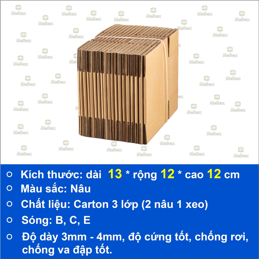 thùng giấy 13x12x12 bộ 100 trơn cứng cáp