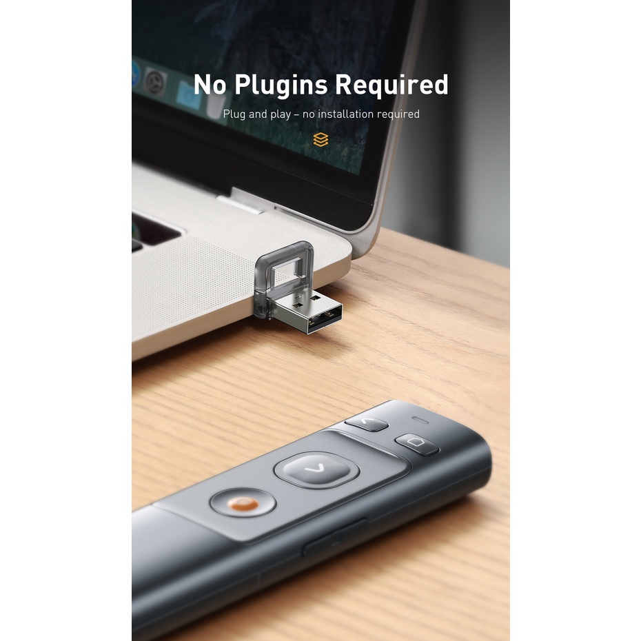 Dụng cụ chiếu laser Baseus không dây USB Type C điều khiển từ xa dùng để thuyết trình Powerpoint PPT