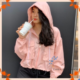 Áo khoác dù nữ 1 lớp kiểu croptop
