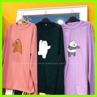 [Ảnh thật tại shop] Áo thun gấu vải cotton dài tay 3 màu
