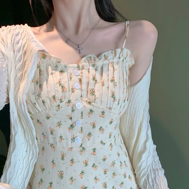 Đầm nữ Set đầm nữ hoạ tiết nhẹ nhàng thanh lịch thời trang nữ | BigBuy360 - bigbuy360.vn