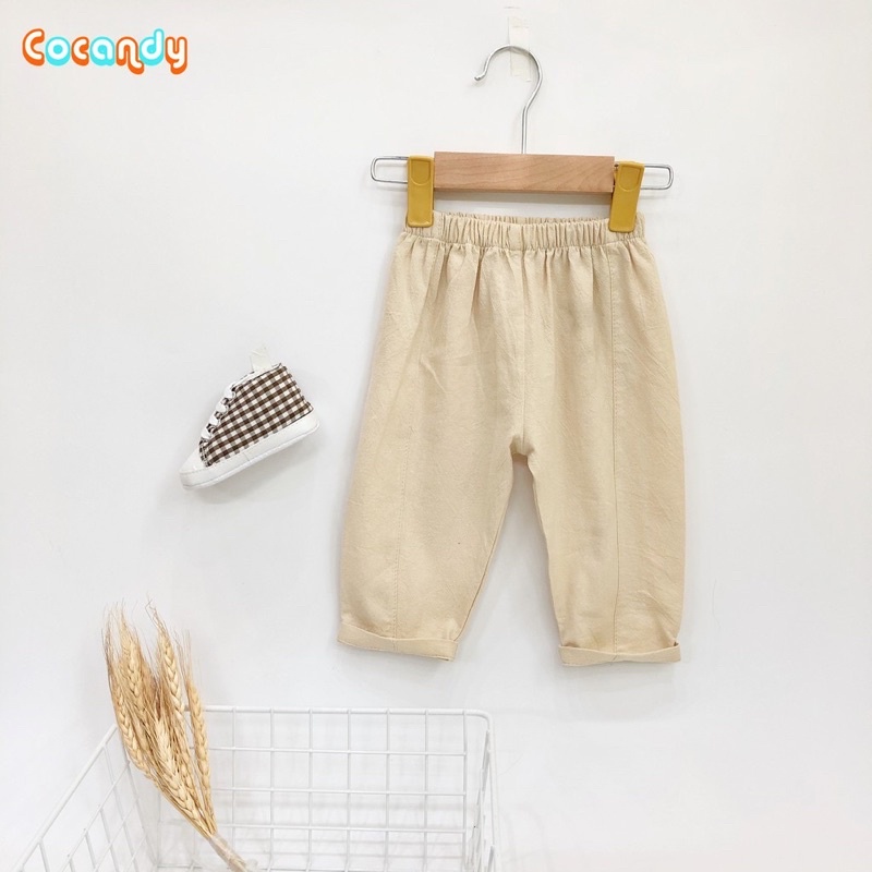Pass set gồm áo sơ mi và quần be thô đũi size cho bé 6-12m