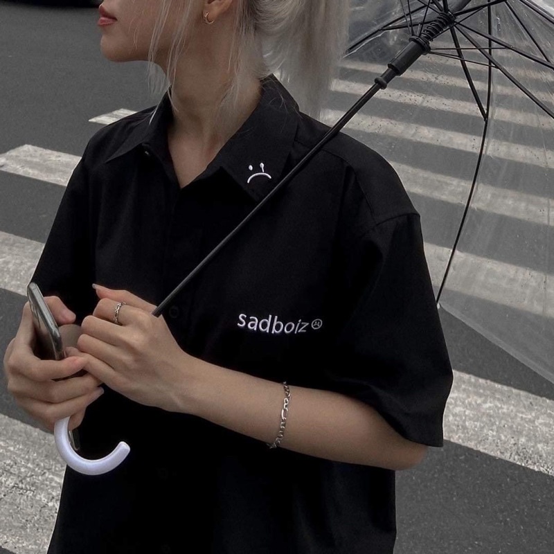 Sơ mi SADBOIZ SIGNATURE OVERSIZED-BLACK