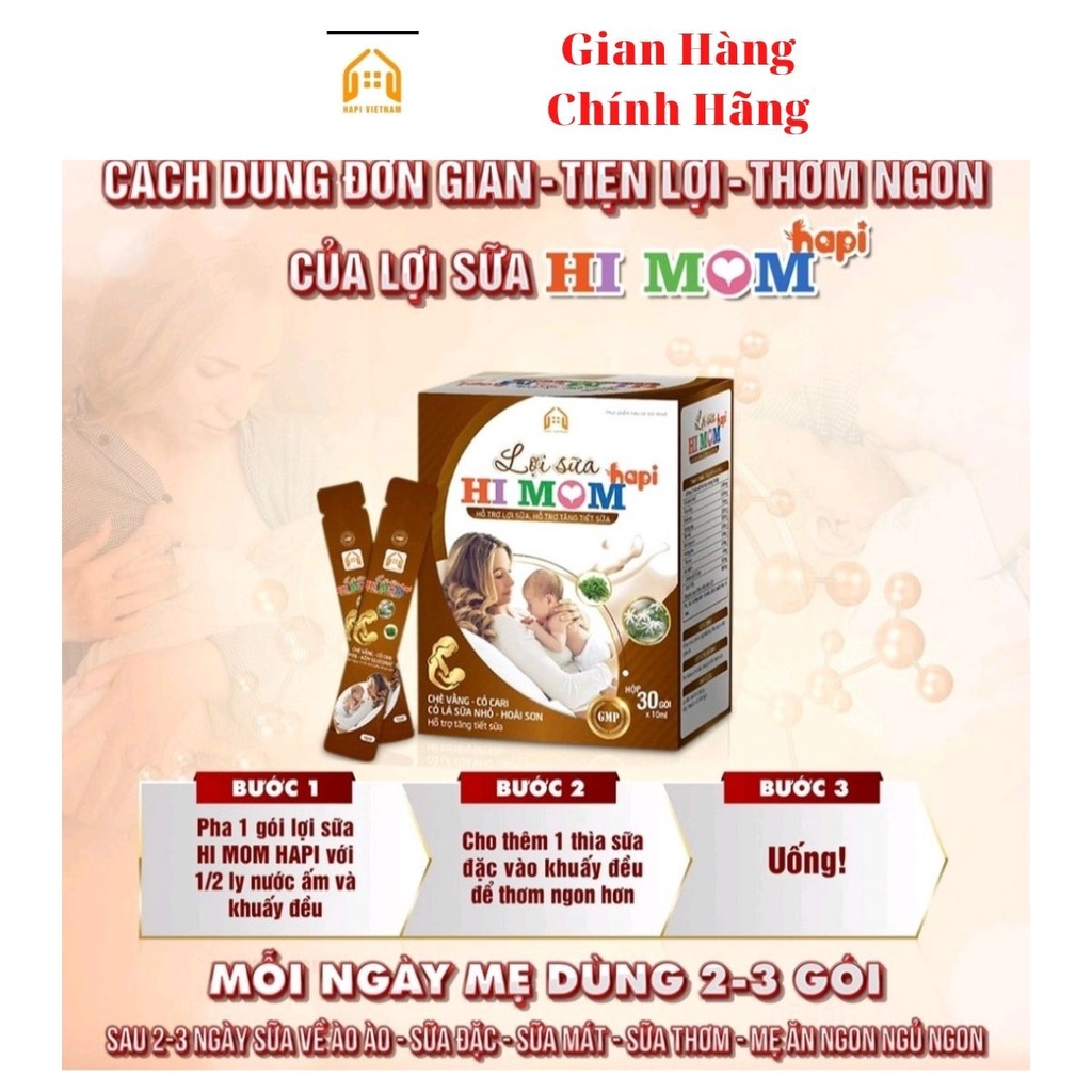 Lợi Sữa Hi Mom HAPI-Giúp Gọi Sữa Về ,Thông Tắc Tuyến Sữa,Có Chè Vằng,Cỏ Sữa tốt Cho Mẹ Đang Cho Bé Ti