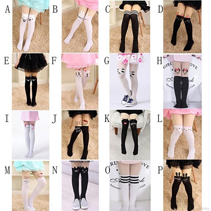 MyBaby Cartoon Summer Thin Tight Pants Knee Fake Tattoo Velvet Stockings