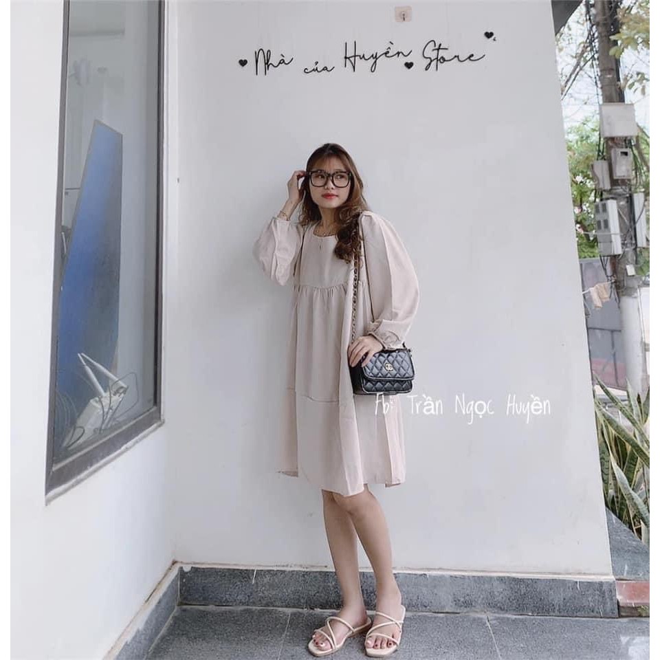 [RẺ VÔ ĐỊCH] Đầm Váy Dài Babydoll Nhún Bèo Tầng Cổ Vuông (Kèm Ảnh Thật)