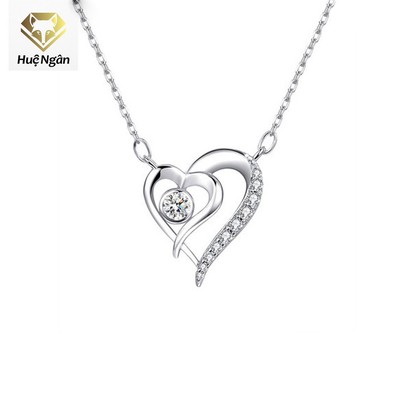 Dây chuyền bạc Ý 925 Huệ Ngân - Tim xinh đính đá PP1790