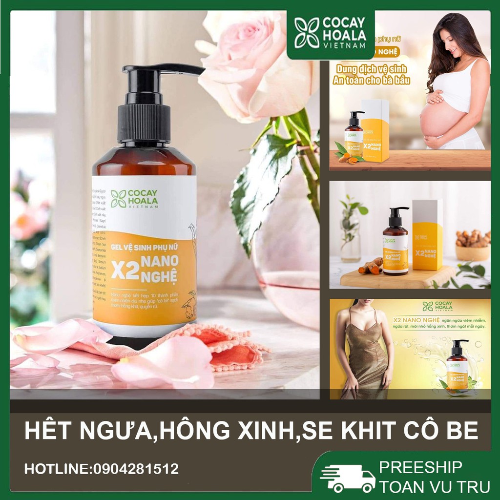 tt611 Dung Dịch Vệ Sinh Phụ Nữ ❤️FREESHIP❤️Trị Viêm Ngứa X2 Nano Nghệ Cocayhoala 150ml