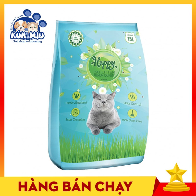 (Combo 3gói)Cát vệ sinh cho mèo HappyCat 15L chọn mùi