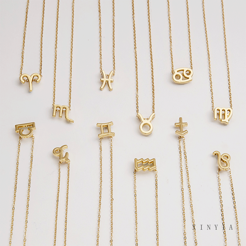 Dây chuyền mặt 12 cung hoàng đạo tùy chọn cho nữ nam Vòng cổ chòm sao