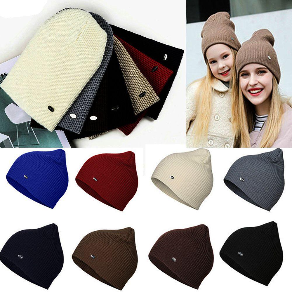 Mũ Beanie Dệt Kim Màu Trơn Dễ Thương Cho Nam Và Nữ