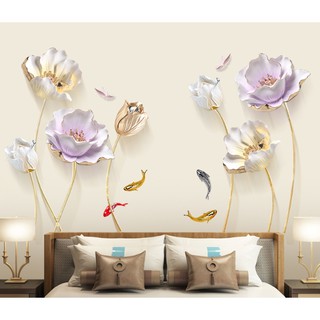 HÌNH DECAL DÁN TƯỜNG HOA HỒNG ĐÁ 3D