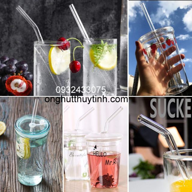 Ống hút thủy tinh đủ màu dài 20cm cong và thẳng | BigBuy360 - bigbuy360.vn