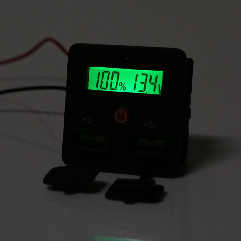 Vôn Kế Kỹ Thuật Số 12V 24V Hai Cổng USB Màn Hình LCD