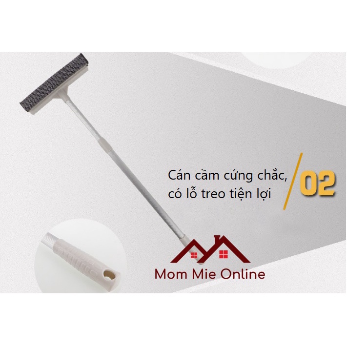 Cây lau kính cán dài 84cm, hai kiểu đầu lau, cán nhôm bền nhẹ, linh hoạt, đa năng - D001