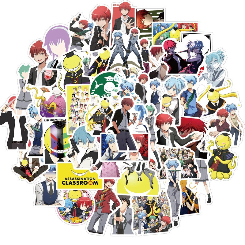Set 50 / 25 / 10 miếng dán hình hoạt hình anime Assassination Classroom trang trí đa năng