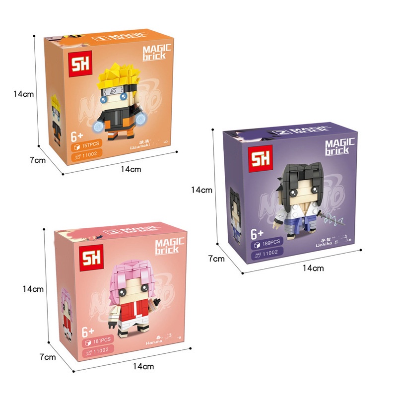 Heng Sanwa Đồ Chơi Khối Lắp Ráp Nhân Vật ninja Hoạt Hình Nhật Bản Đầu Vuông