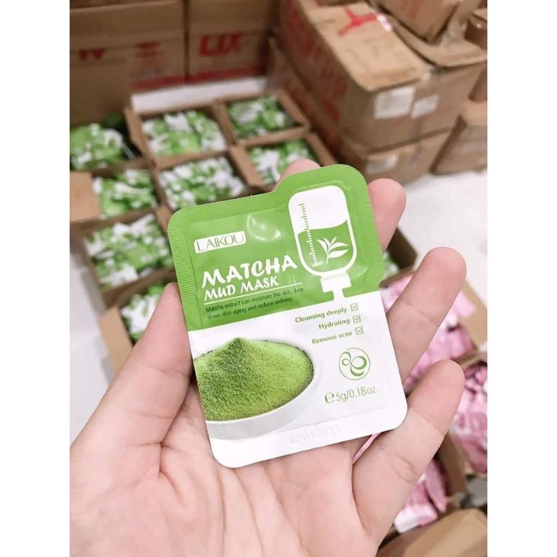 [RẺ VÔ ĐỊCH] FREESHIP Gói mini matcha mud mask tinh chất trà xanh giảm mụn, cân bằng da, kiểm soát dầu, trắng sáng da