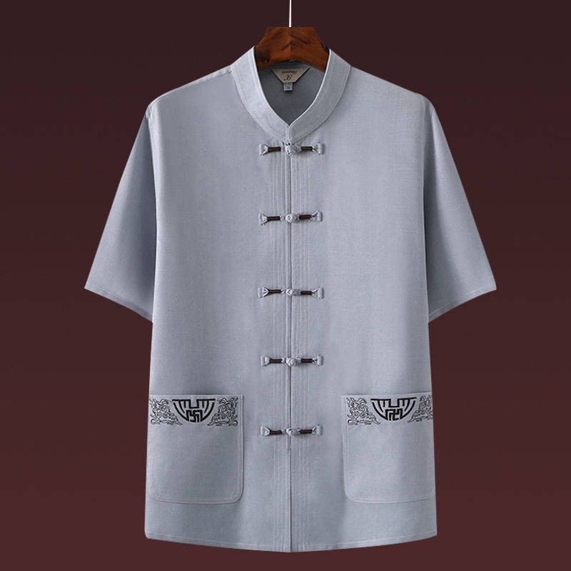 Bộ đồ dành cho người trung niên và cao tuổi dành cho nam giới vải cotton và vải lanh mới trẻ thao