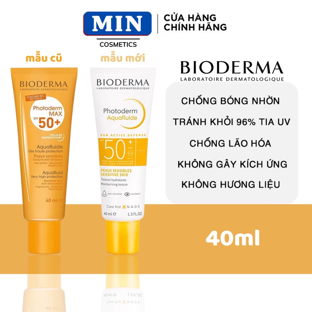 Kem chống nắng Bioderma Photoderm Max Aquafluide SPF 50+ 40ML (Mẫu Mới)