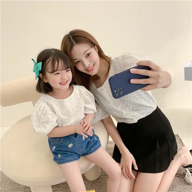 [FORM ĐẶC BIỆT XEM KỸ BẢNG SIZE] Áo blouse ngắn tay tay phồng cho bé gái A498