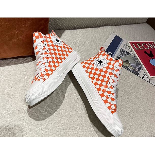 Giày sneaker nữ cổ cao bản siêu cấp 2 màu hồng caro đen trắng caro , Giày thể thao sneaker cổ cao kẻ caro 2 màu hot