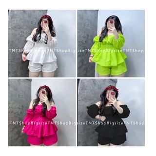 SET ÁO TRỄ VAI TAY PHỒNG NHÚN EO [ TNT SHOP BIGSIZE 60KG 90KG ]
