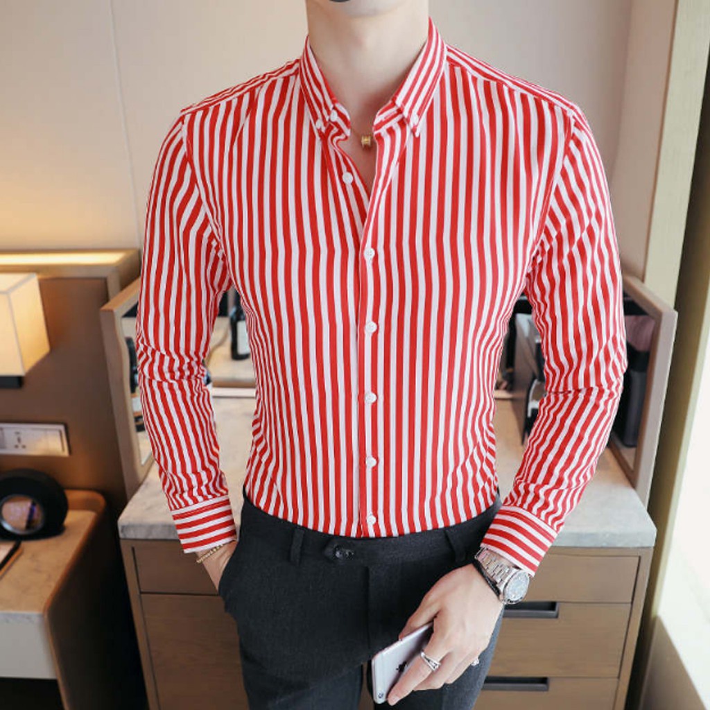 Áo Sơ Mi Nam Kẻ Nhiều Màu Đẹp Hàn Quốc Alyly - Kiểu dáng slimfit ôm vừa vặn trẻ trung, phong cách.