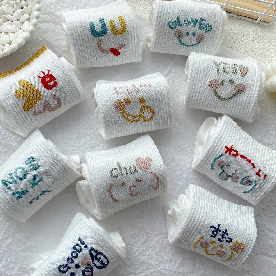 Vớ Dài Trung Bình Họa Tiết Hoạt Hình Dễ Thương Phong Cách Nhật Hàn Cho Nữ