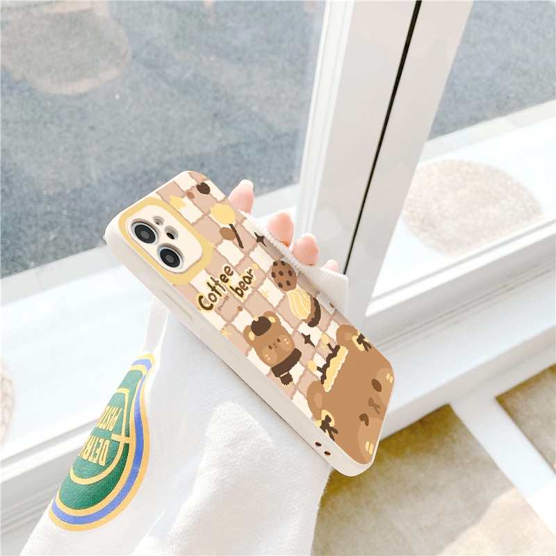 Ốp Iphone vuông cạnh coffe Bear food ốp lưng iphone đủ mã 12promax 13promax 11 promax x xr xsmax 6 6plus 7 plus 8plus