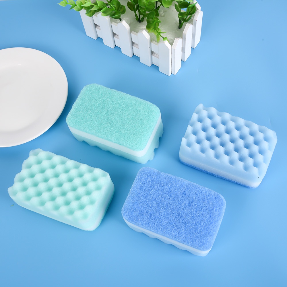 Set 4 Miếng Xốp Rửa Chén Hai Mặt Hình Chữ S Đa Năng Tiện Dụng Cho Nhà Bếp