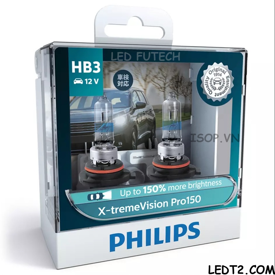 [Mã LIFEAU5SALE giảm 20k đơn 50k] [LEDT2 ISOP] Đèn pha Halogen Philips Xtreme Vision +130% +150%