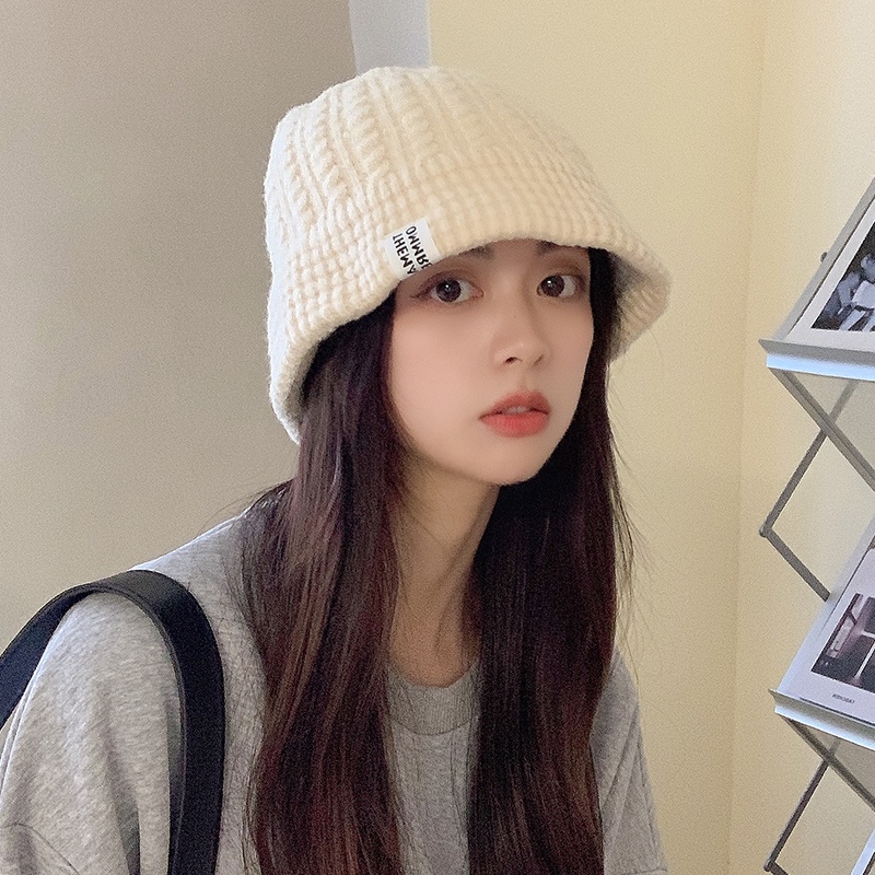 Mũ Bucket Len Dệt Kim Bảo Vệ Tai Phong Cách Thời Trang Thu Đông Nhật Bản Dành Cho Nữ