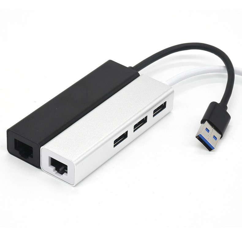 HUB USB chia 1 ra 3 cổng USB 3.0 và 1 cổng LAN 1000Mbps vỏ nhôm | WebRaoVat - webraovat.net.vn