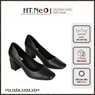 Giày cao gót đế vuông 7cm - giày nữ cao cấp HT.NEO da bò siêu mềm, sang trọng, thanh lịch và vô cùng chắc chắnc  CS162