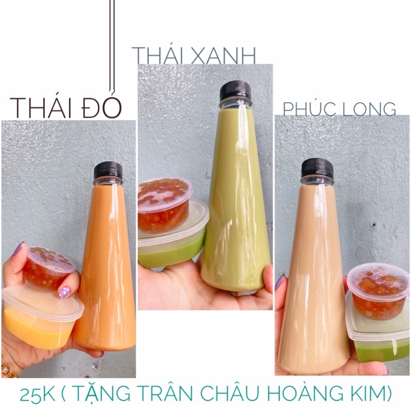 Chai Nhựa Tam giác/vuông/Dẹp Đựng Trà Sữa 330ml- Đã Kèm Nắp Đen