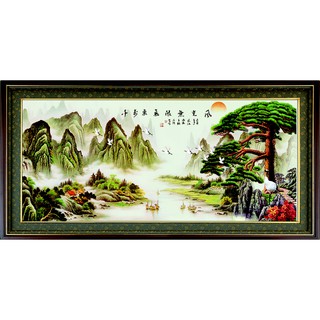 Tranh dán tường 3D sơn thủy  - phủ kim sa