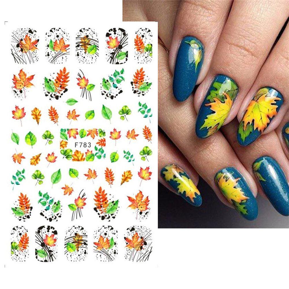 OCEANMAP Miếng Dán Trang Trí Móng Tay Họa Tiết Lá Phong Thời Trang