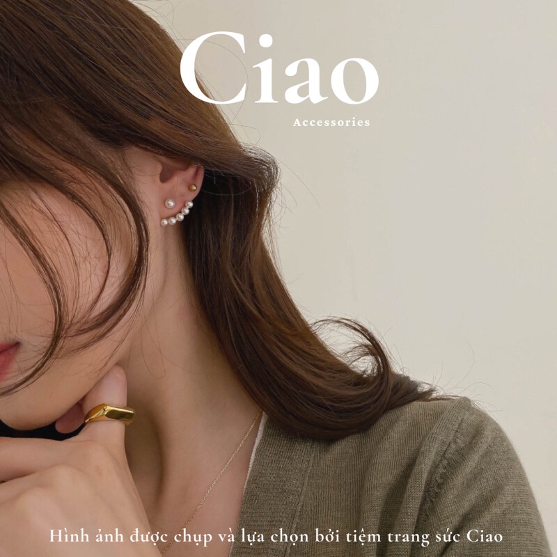 [HOẢ TỐC 1H] Khuyên tai/ Bông tai dáng dài mạ bạc S925 thiết kế chuỗi hạt trai Ciao accessories