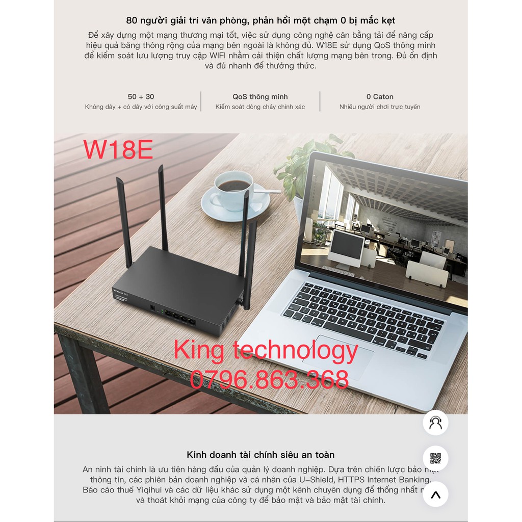 Bộ phát WIFI Tenda W18e GIGABIT ac1200Mps mạng doanh nghiệp 80 user - vùng phủ sóng 300m2 | BigBuy360 - bigbuy360.vn