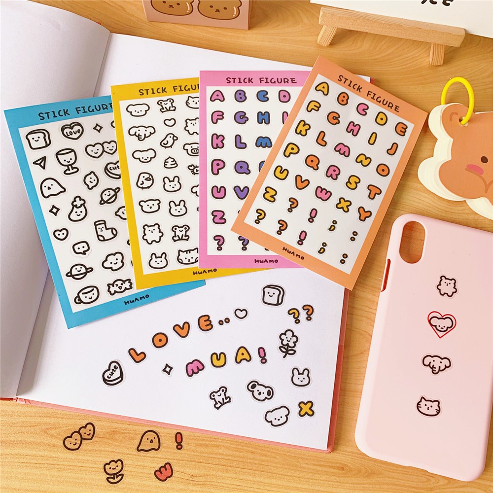 Sticker Hình Dán Chữ Cái Hoạt Hình MINI CUTE