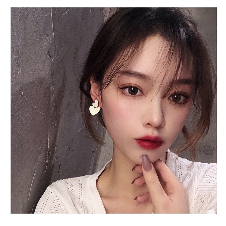 Khuyên tai nữ hình trái tim thời trang Hàn Quốc xinh xắn