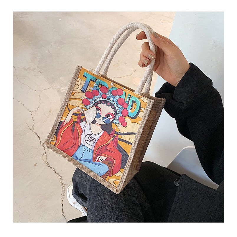 Túi Xách Nữ Đẹp Vải Vẽ Tranh Sơn Dầu điệu đà trẻ trung kết hợp phong các Vintage Hàn Quốc mã 5033 | BigBuy360 - bigbuy360.vn