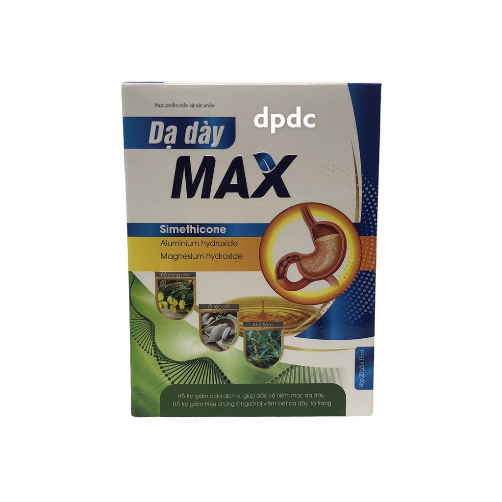 Dạ Dày MAX Giảm Acid Dịch Vị, Bảo Vệ Niêm Mạc Dạ Dày, giảm v.i.ê.m loét dạ dày - Hộp 20 ống